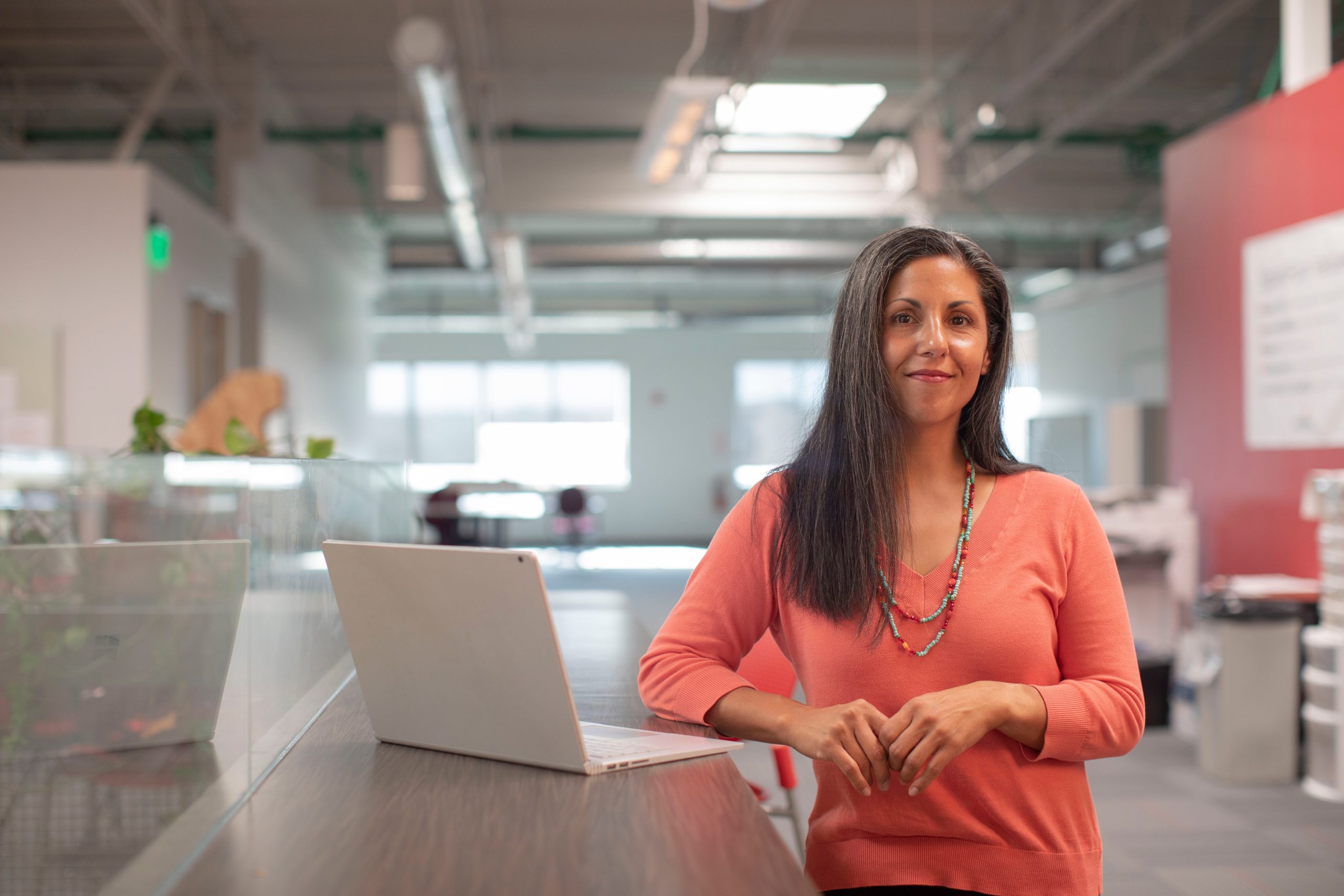 A lady giving presentation in a meeting